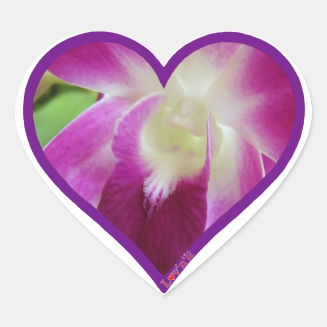 pink orchid heart sticker (Front)