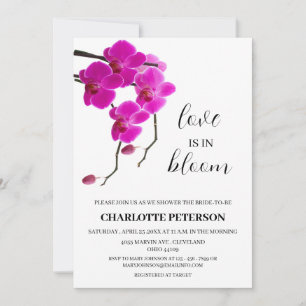 Pink Orchid Love Is In Bloom Bridal Shower Invitation
