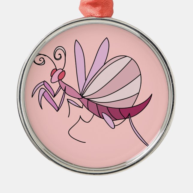 Pink Orchid Mantis Metal Tree Decoration (Front)