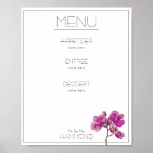 Pink Orchid Menu Poster