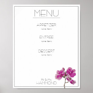 Pink Orchid Menu Poster