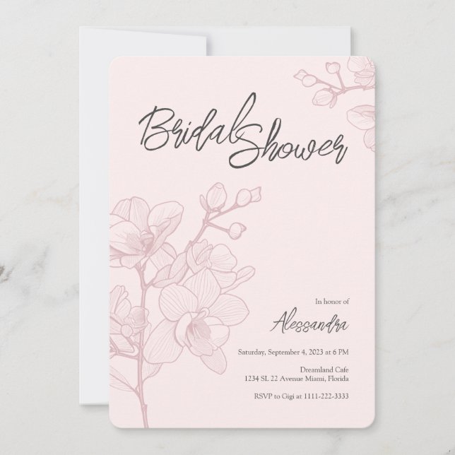 Pink Orchid Moments | Wedding Bridal Shower Invitation (Front)