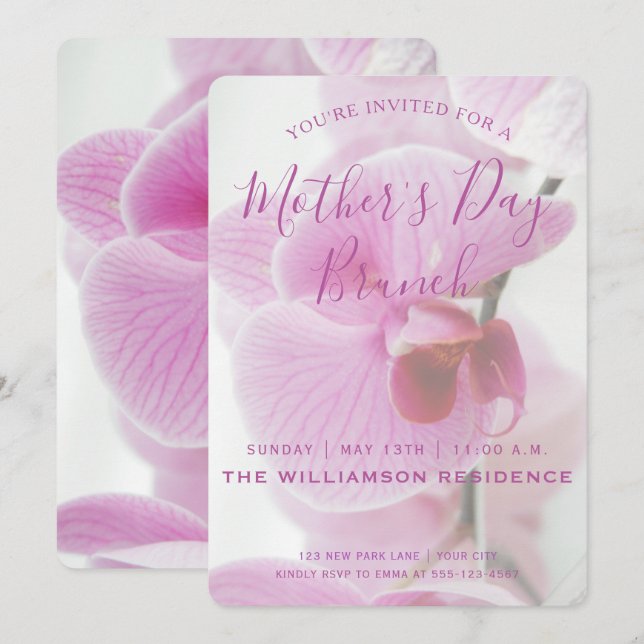 Pink Orchid | Mother's Day Brunch Invitation (Front/Back)