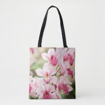Pink Orchid Tote Bag Reusable