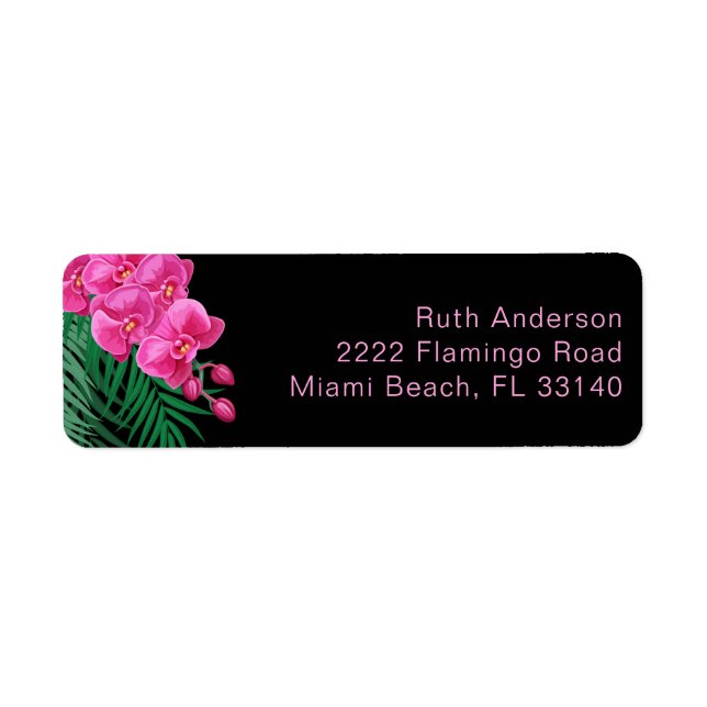 Pink Orchid Tropical Greenery Return Address (Front)