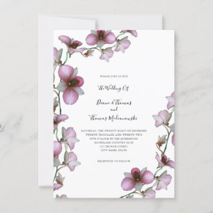 Pink Orchid Vine Wedding Invitation
