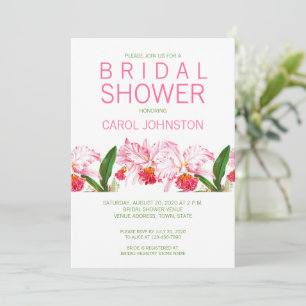 Pink Orchid Watercolor Bridal Shower Invitation