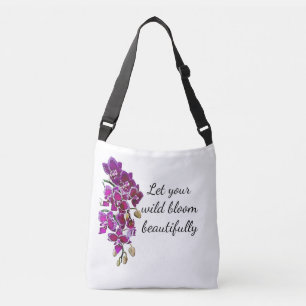 Pink Orchid Watercolor  Crossbody Bag