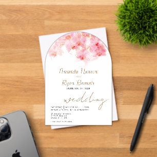 Pink Orchid Watercolor Flower Floral Wedding  Acrylic Invitations