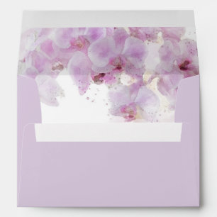Pink Orchid Watercolor Flower Floral Wedding Enve Envelope