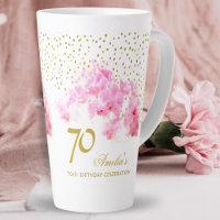 Pink Orchid Watercolor Gold Glitter 70th Birthday