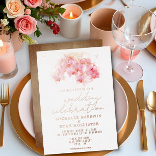 Pink Orchid Watercolor Old Paper Wedding Rose Gold