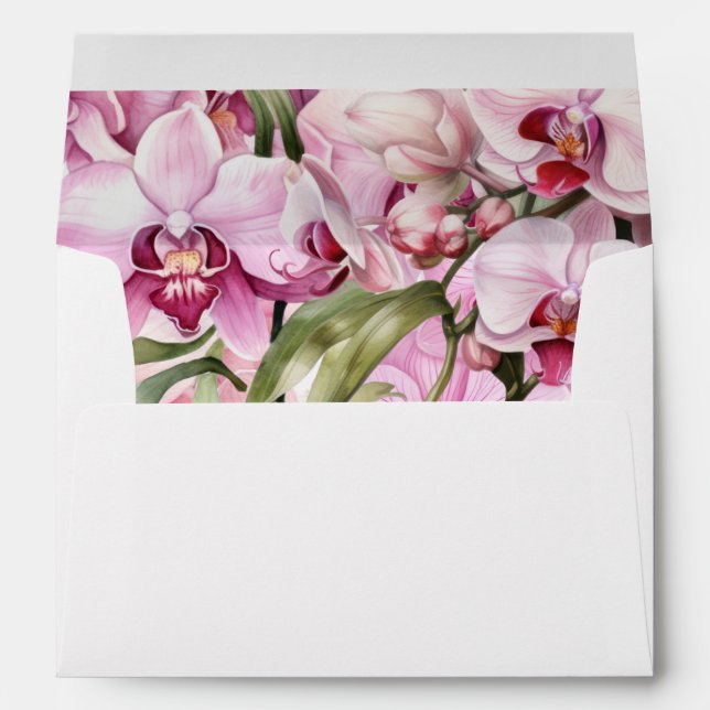 Pink Orchid Wedding Invitations Envelope (Back (Bottom))