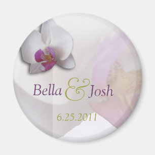 Pink Orchid Wedding Magnet