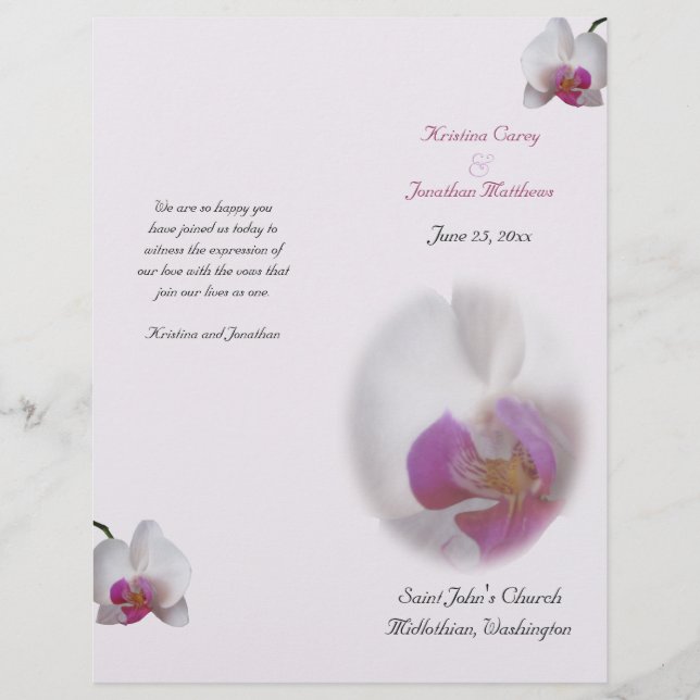 Pink Orchid Wedding Program (Front)