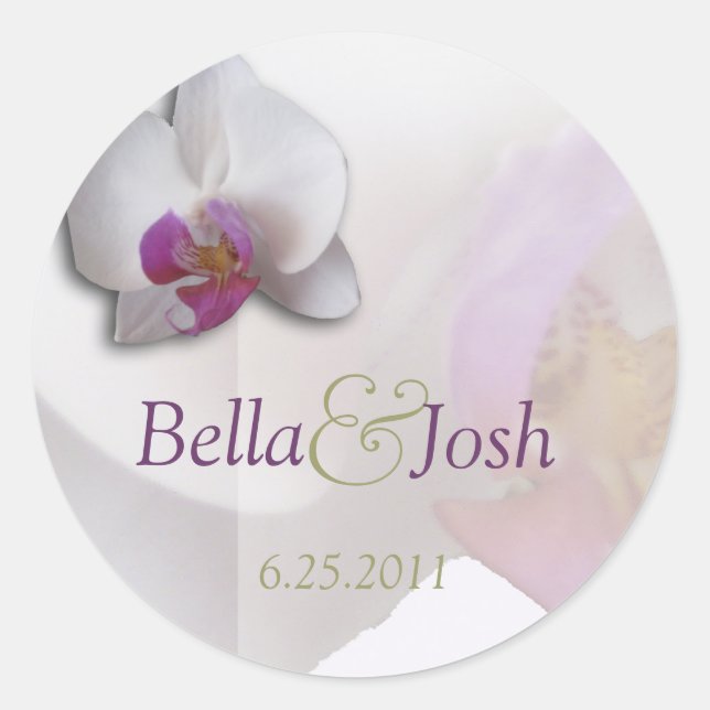 Pink Orchid Wedding Sticker (Front)