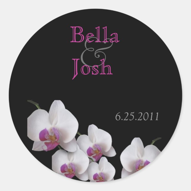 Pink Orchid Wedding Stickers (Front)