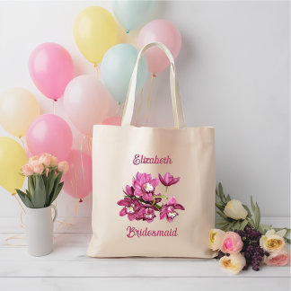 Pink Orchids Bridesmaid Bridal Party Gift Tote Bag