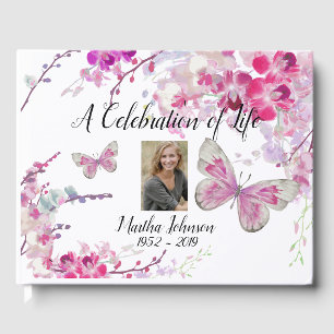 Pink Orchids & Butterfly Guest Book