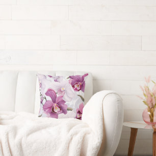 Pink Orchids Design Aesthetic Cushion