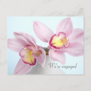 Pink Orchids Engagement Announcement Postcard