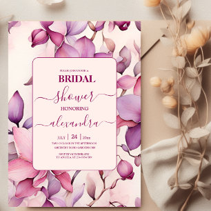 Pink Orchids Floral Bridal Shower Invitation