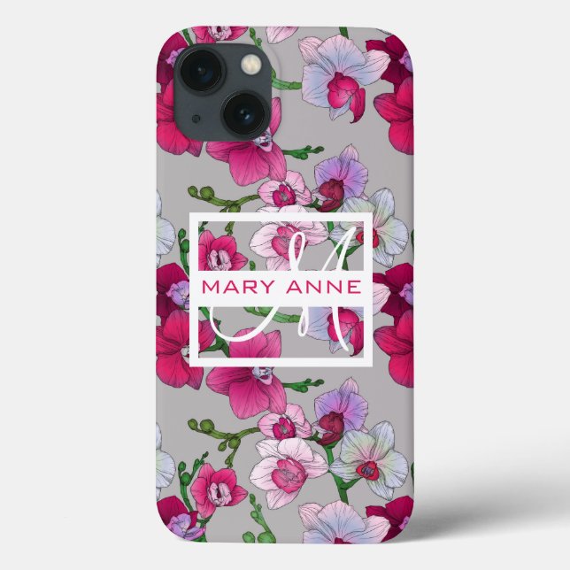 Pink Orchids In Bloom | Add Your Name Case-Mate iPhone Case (Back)