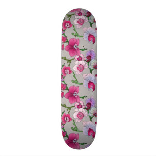 Pink Orchids In Bloom Skateboard