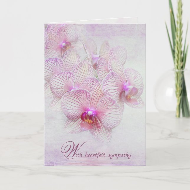 pink orchids loss of Mother sympathy Thank You Card (Front)