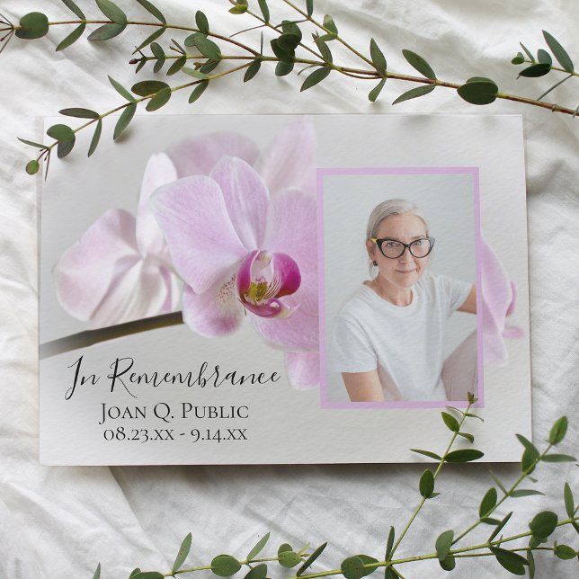 Pink Orchids on Stem Death Anniversary Invitation (Creator Uploaded)