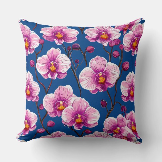 Pink Orchids pattern Cushion (Front)