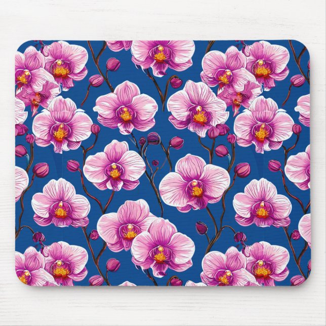 Pink Orchids pattern Mouse Mat (Front)