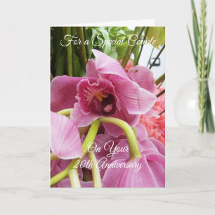 Pink Orchids Personalised 20th Wedding Anniversary Card