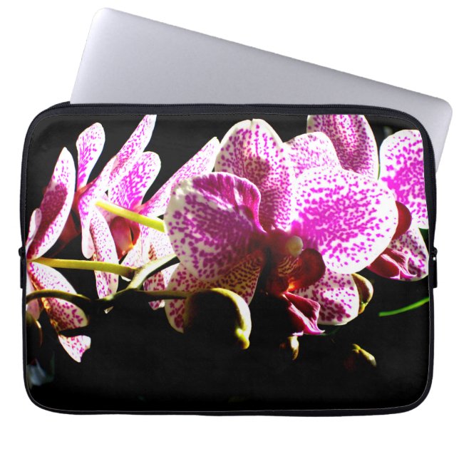 Pink Orchids pink tropical floral Laptop Sleeve (Front)