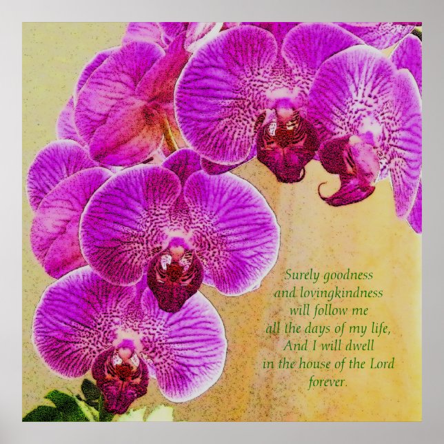 Pink Orchids Psalm 23 Custom Art Poster (Front)