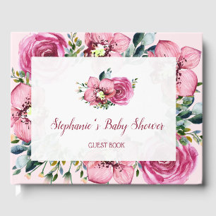 Pink Orchids & Roses Baby Shower Guest Book
