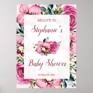 Pink Orchids & Roses Baby Shower Poster