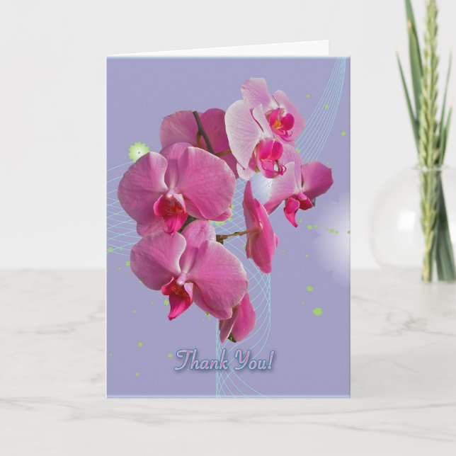 Pink Orchids Thank You Card (Front)