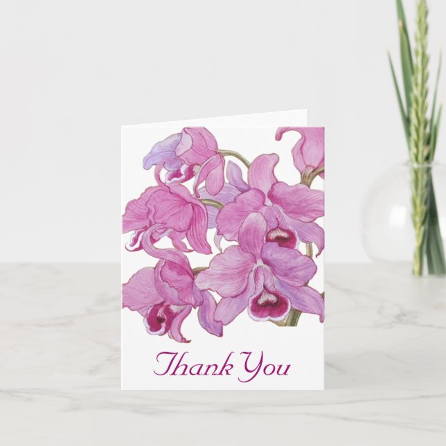 Pink Orchids Thank You Card (Front)