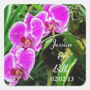 Pink Orchids Tropical Destination Wedding Sticker