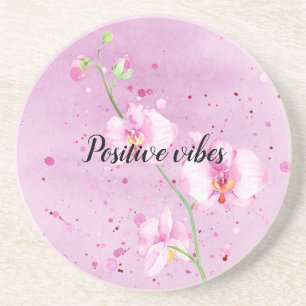 Pink Orchids Tropical Floral Coaster