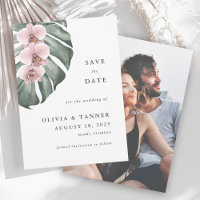 Pink Orchids Tropical Paradise Save the Date