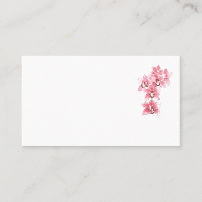 Pink Orchids Wedding Place Name Cards (Front)