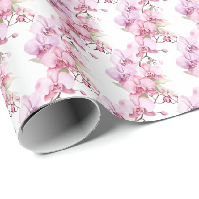 Pink Orchids  Wrapping Paper (Roll Corner)