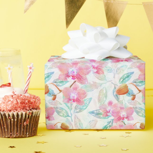 Pink orchids. wrapping paper (Birthday Party)
