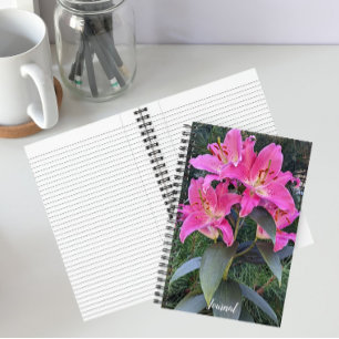 Pink Oriental Lilies Floral Notebook