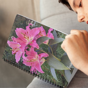 Pink Oriental Lilies Floral Notebook