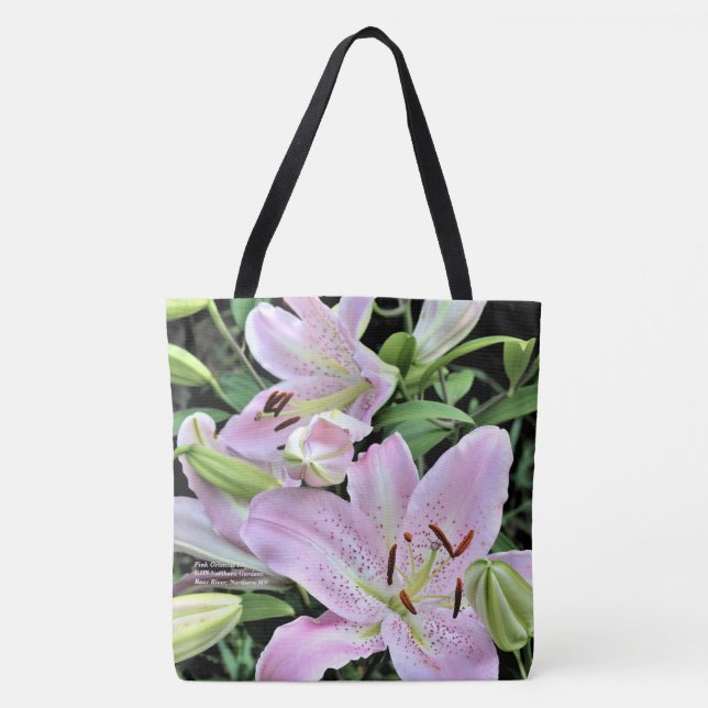 Pink Oriental Lilies Tote Bag (Front)