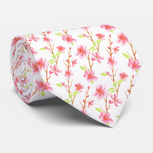 Pink Oriental Sakura Cherry Blossoms Tie