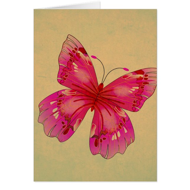 Pink Oriental vintage butterfly art (Front)